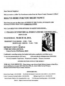 03-17-15 TAX FORECLOSURE INFO